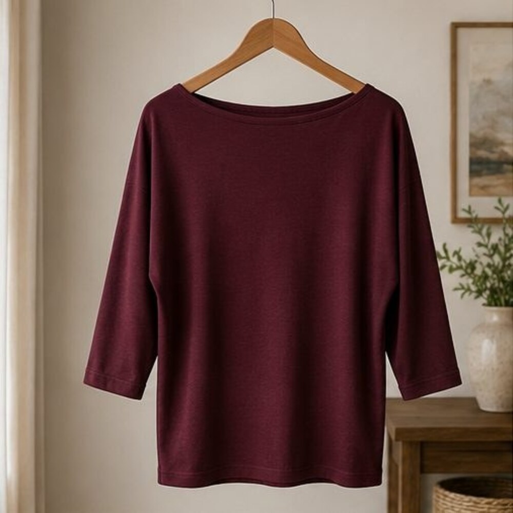 Burgundy Boat Neck Dolman Top
